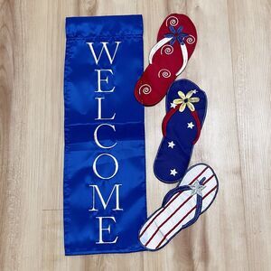 Evergreen Enterprises Welcome Garden Small Flag Banner Flip Flops Sandals